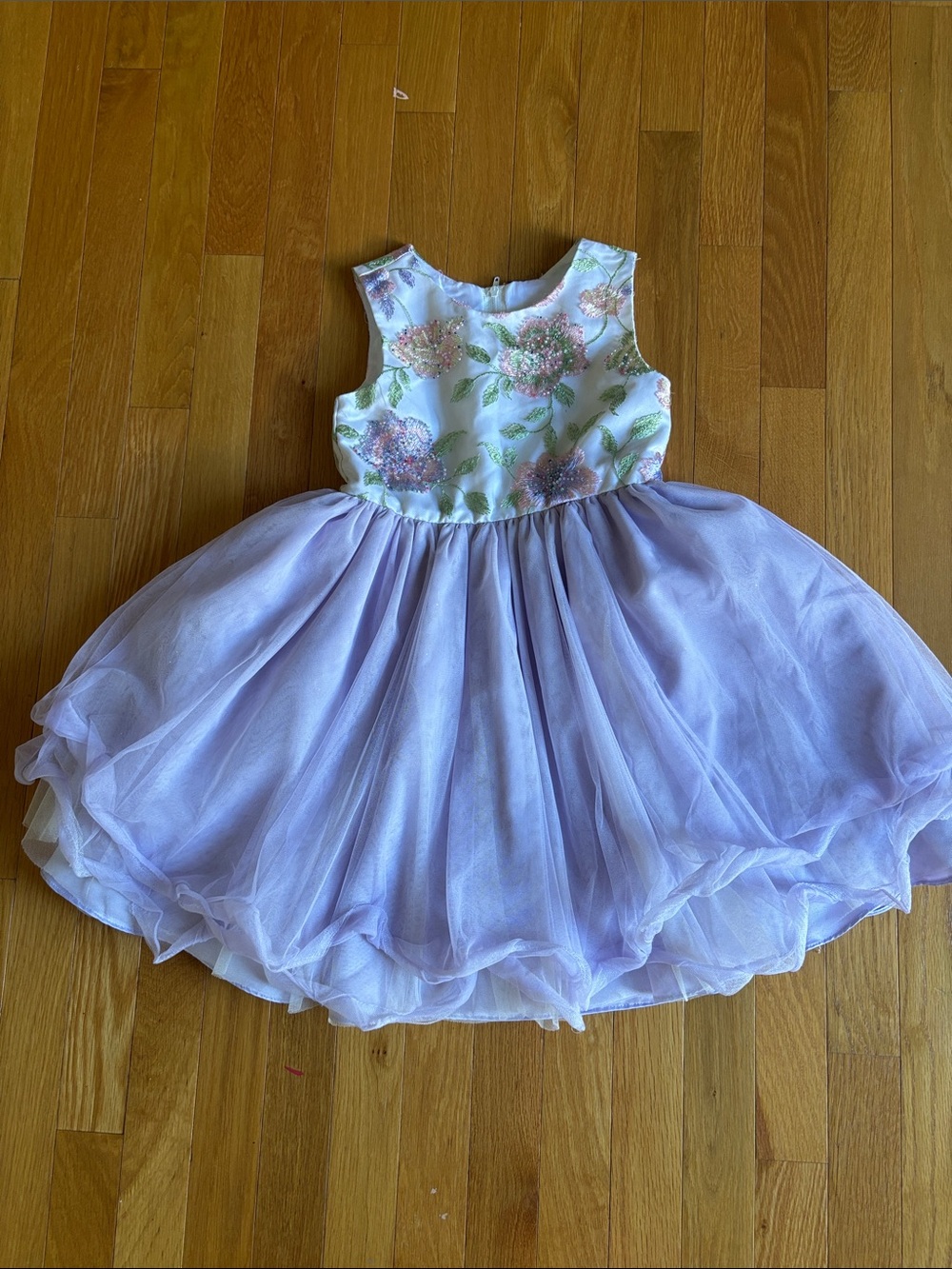 Macy's Lavender Tulle Dress with Floral Embroidered Bodice
